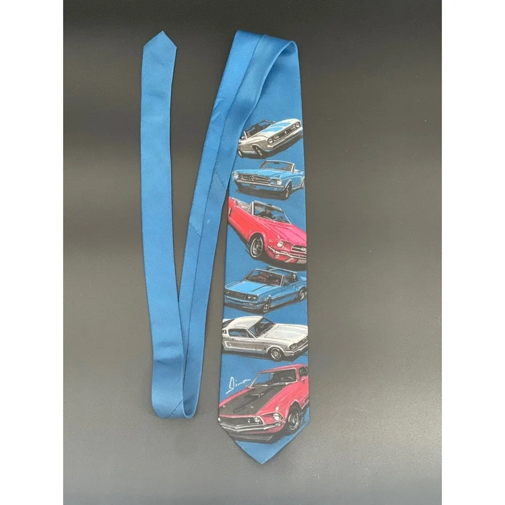Ralph‎ Marlin Ford Mustang Car Tie Blue Vintage Novelty Classic Auto One Size